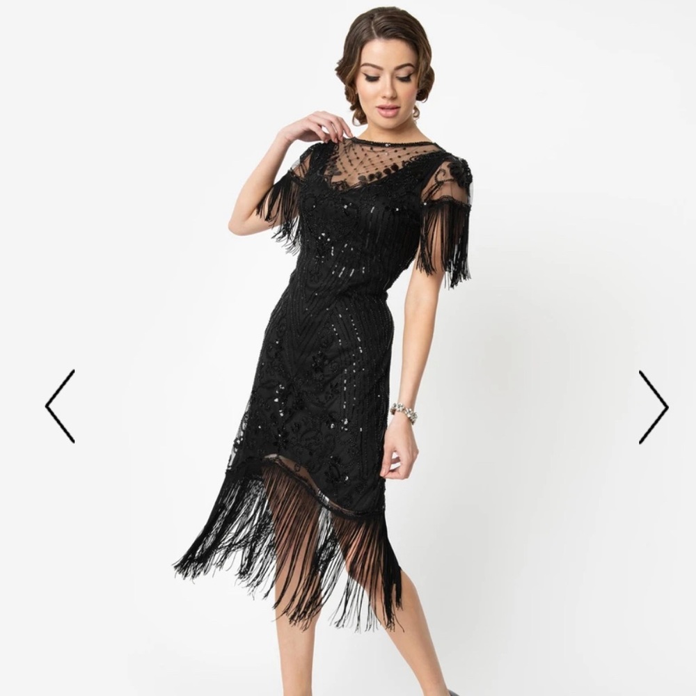 Unique Vintage 1920’s Style Black Dress